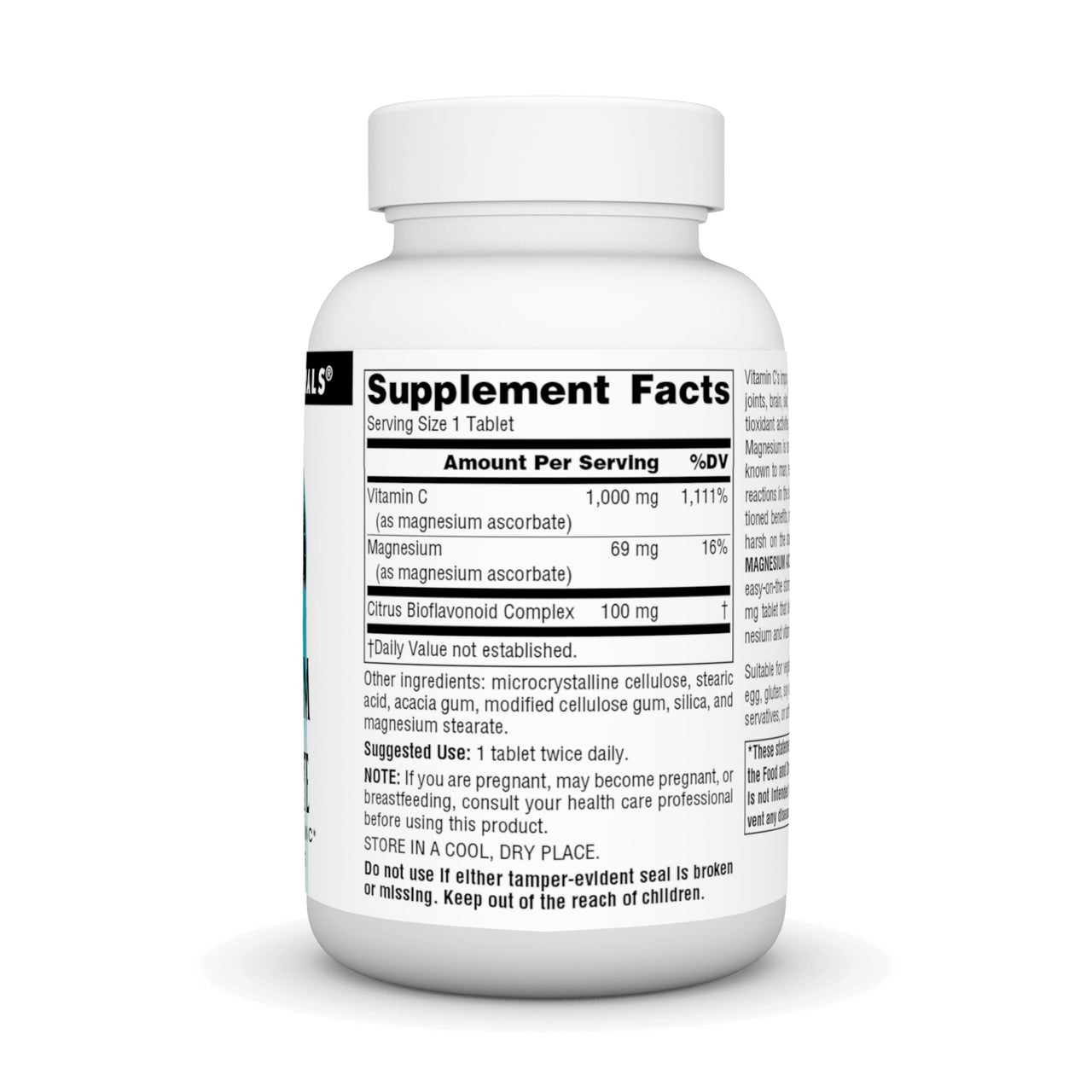 Source Naturals Magnesium Ascorbate, Non-Acidic Vitamin C* -1000 mg, 60 Tablets