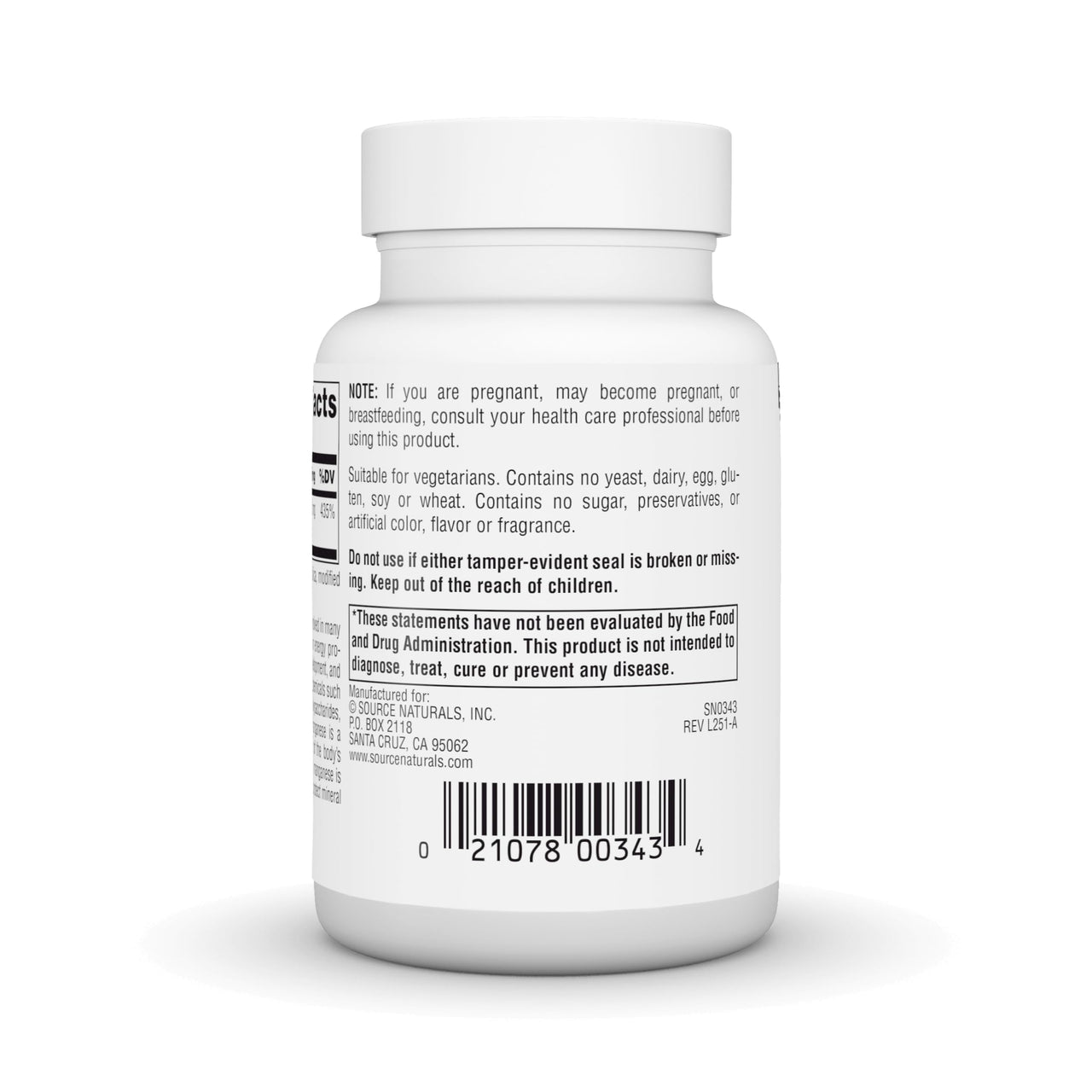 Source Naturals Manganese, Amino Acid Complex - Supports Energy Production* - 10 mg - 250 Tablets