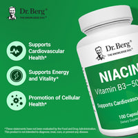 Thumbnail for Dr. Berg Highly-Potent Niacin 500 mg – Now Only 125 mg per Capsule for Niacin Flush Tolerance Building – Gradually Increase to 500mg a Day – Vitamin B3 for Heart, Brain & Energy Support – 100 Capsules