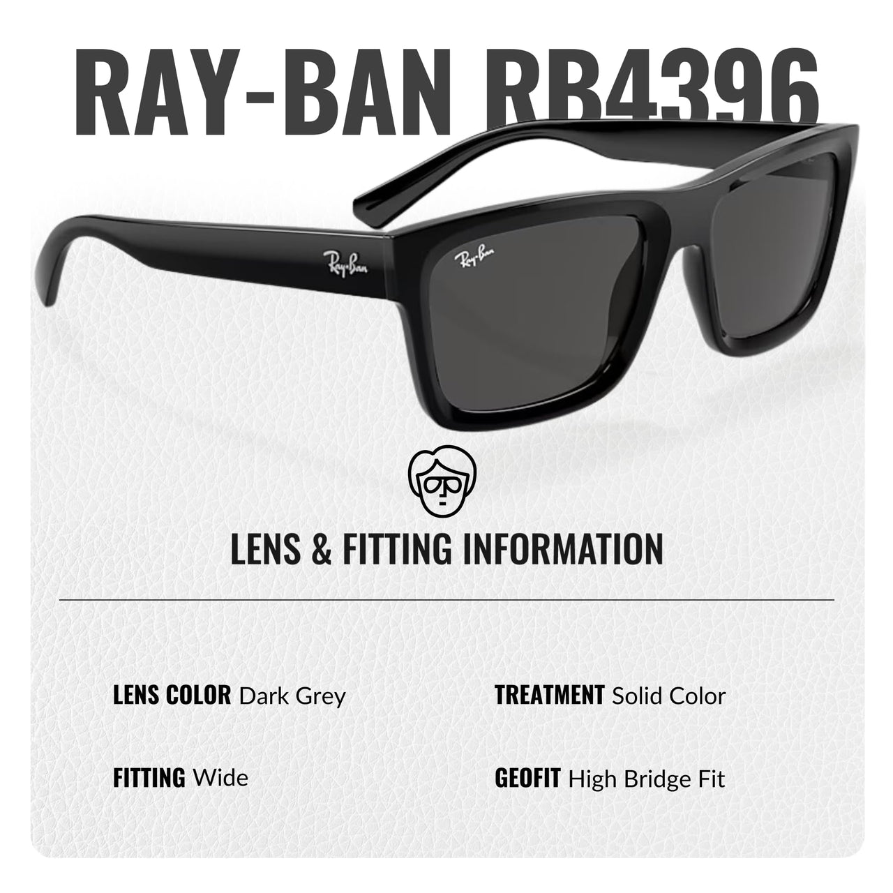 Ray-Ban RB4396 WARREN BIO-BASED Rectangle Shaped Non-Polarized Sunglasses for Men & Women – Includes Official RAYBAN Eyewear Kit – Ideal Formal & Casual Wear Sunglasses – Dark Grey Lens