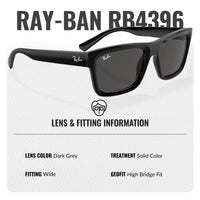 Thumbnail for Ray-Ban RB4396 WARREN BIO-BASED Rectangle Shaped Non-Polarized Sunglasses for Men & Women – Includes Official RAYBAN Eyewear Kit – Ideal Formal & Casual Wear Sunglasses – Dark Grey Lens