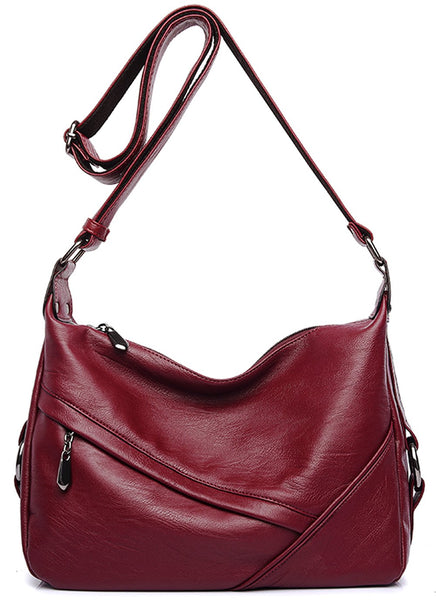 Covelin Women's Retro Sling Shoulder Bag from, Leather Crossbody Tote Handbag Wine Red