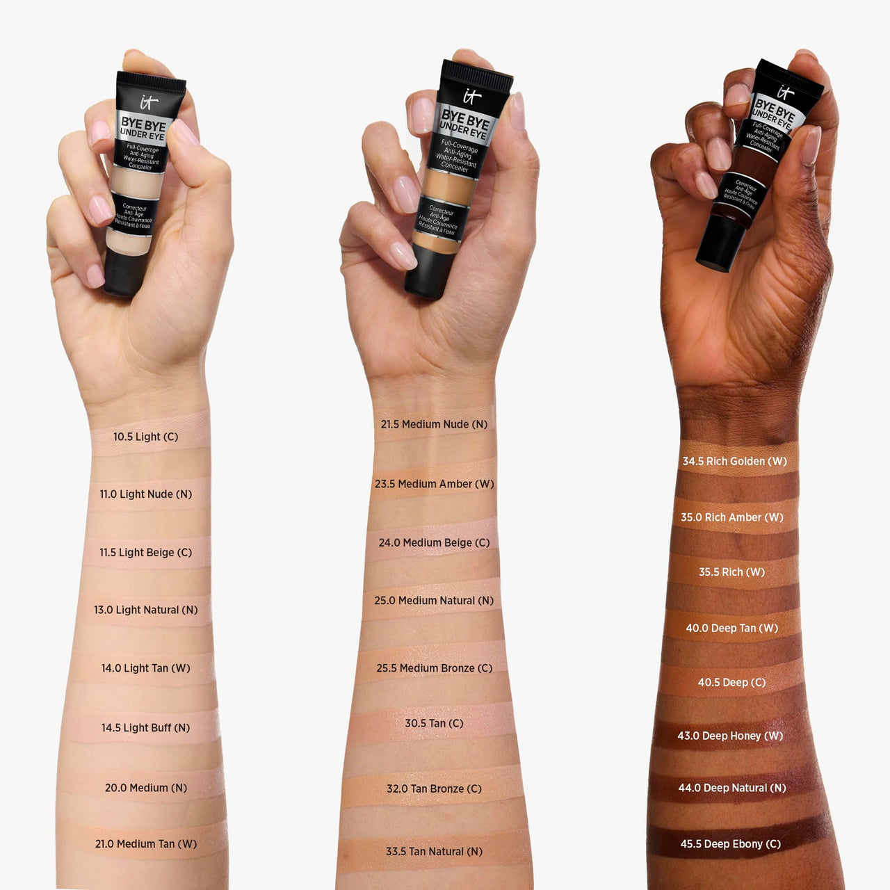 IT Cosmetics Bye Bye Under Eye Concealer (Light Tan) - Water-Resistant, Full Coverage Brightening Concealer For Dark Circles, Fine Lines, Redness & Discoloration, Anti-Aging, 24H Wear - 0.4 fl oz