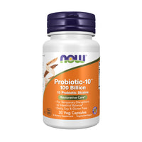 Thumbnail for NOW Foods Supplements, Probiotic-10™, 100 Billion, with 10 Probiotic Strains,Dairy, Soy and Gluten Free, Strain Verified, 30 Veg Capsules