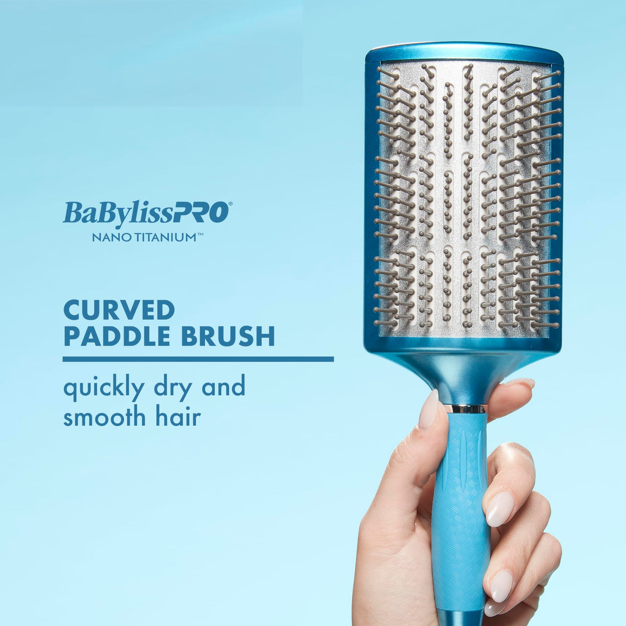 BaBylissPRO Nano Titanium Curved Paddle Brush, Extra-Wide Titanium Ceramic Blow Dryer Brush, Ionic Technology, Smooth, Frizz-Free Styling, Fast Blowouts
