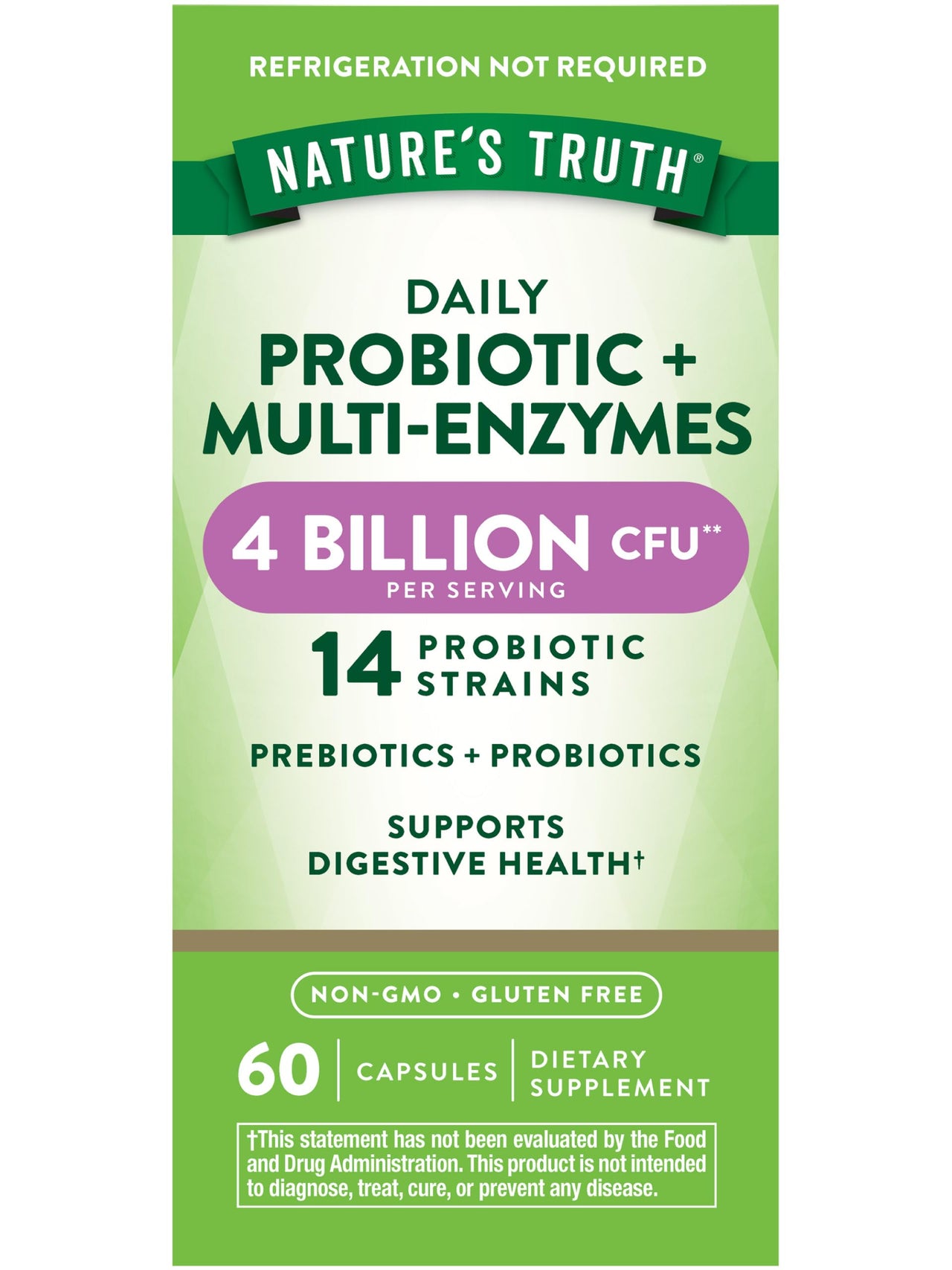 Nature's Truth Probiotics with Enzymes | 60 Capsules | for Men and Women | Non-GMO & Gluten Free Digestive Health Supplement