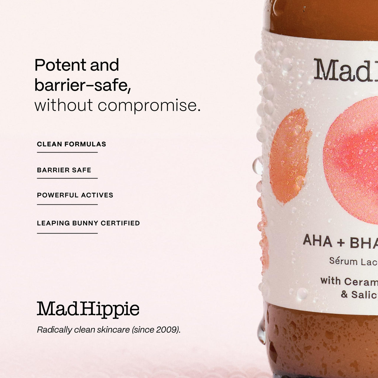 Mad Hippie AHA + BHA Milk Serum – Gentle Exfoliating Face Serum with Ceramide NP, Glycolic, Lactic & Salicylic Acids, 2 Fl Oz