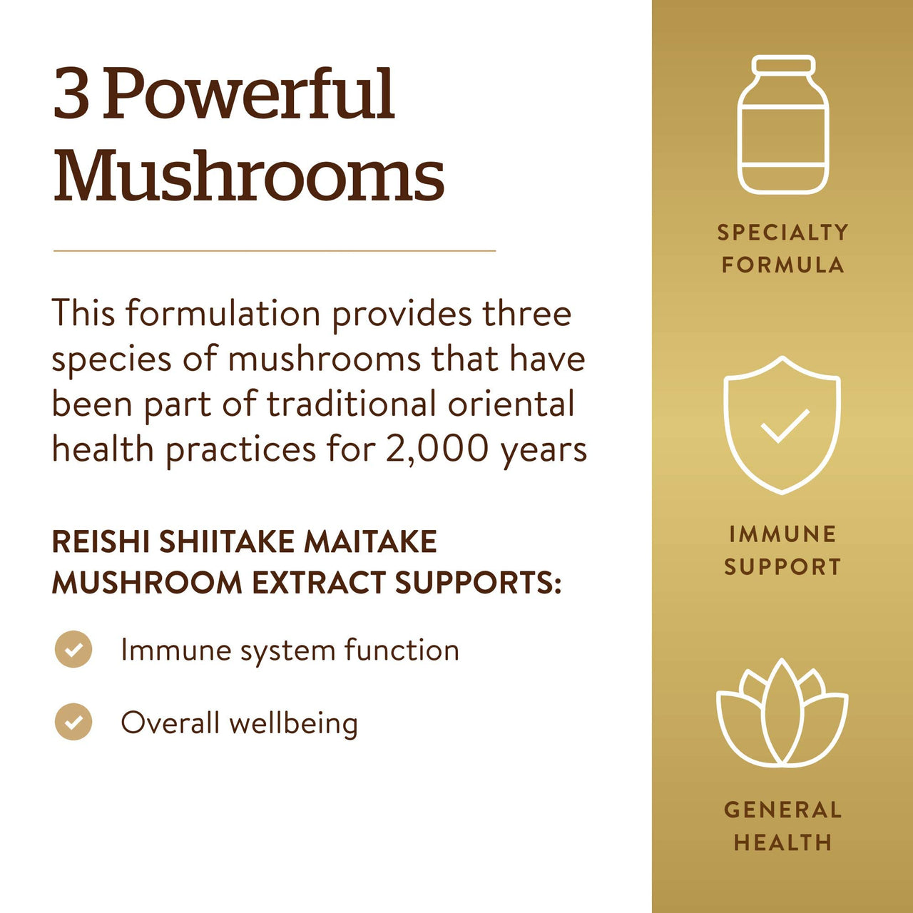 Solgar Multi-Mushroom Complex, 50 Vegetable Capsules - Reishi, Shiitake, Maitake Mushroom Extract - Natural Source of Beta Glucans - Non-GMO, Vegan, Gluten Free, Dairy Free - 50 Servings
