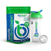 Thumbnail for BioTrust Ageless Multi Collagen 5-in-1 Protein Powder (Unflavored) BlenderBottle Bundle
