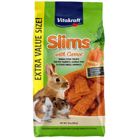 Thumbnail for Vitakraft Slims Carrot Small Animal Treats – Light, Healthy Food Bites - Crispy Carrot Treats for Rabbits, Guinea Pigs, Hamsters & Chinchillas (10oz)