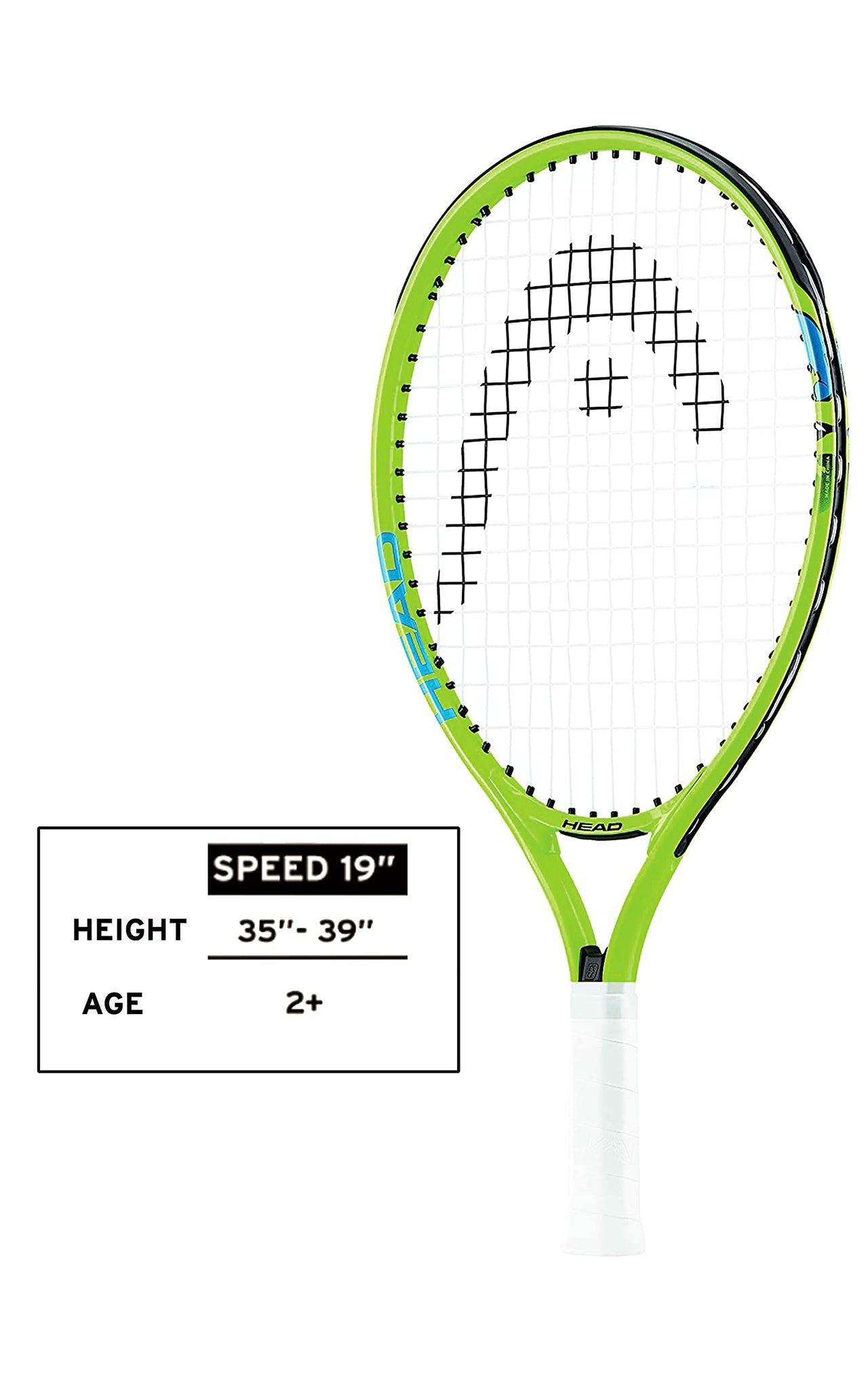 HEAD Speed 19 Junior Pre-Strung Tennis Racquet, Lightweight Youth Tennis Racket for Kids & Beginners, Durable Aluminum Frame, Age 2-4, 19 inch, Green