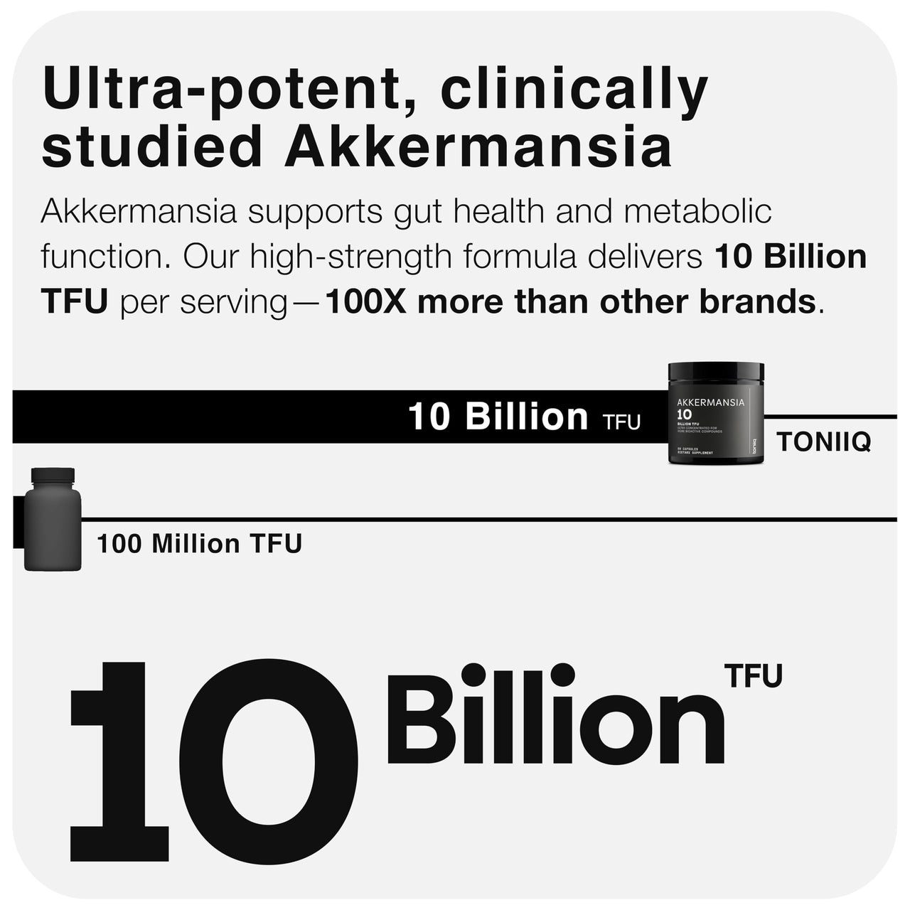 Toniiq Akkermansia Probiotic – 10 Billion TFU – Supports Gut Health & GLP-1 Activity