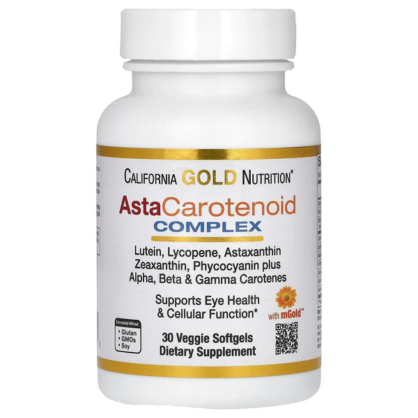 California Gold Nutrition Astaxanthin Carotenoid Complex, Lutein, Lycopene, Astaxanthin, 30 Veggie Softgels