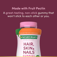 Thumbnail for Nature's Bounty Optimal Solutions Hair, Skin and Nails Collagen Pectin Gummies, 100 mg Collagen and 2,500 mcg Biotin Per Serving, Made with Fruit Pectin, No Stick Gummy, Tropical Citrus Flavor, 200 ct