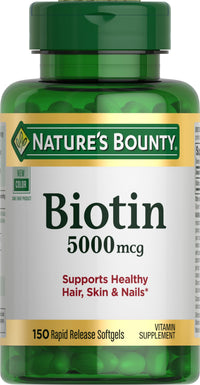 Thumbnail for Nature's Bounty Biotin, Supports Metabolism for Cellular Energy and Healthy Hair, Skin, and Nails, 5000 mcg, 150 Softgels