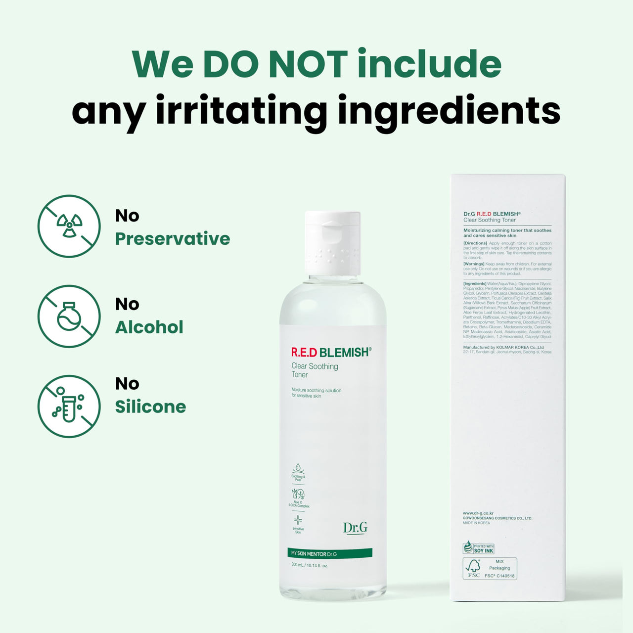 Dr.G RED Blemish Clear Soothing Toner 10.14oz KOREA Beauty