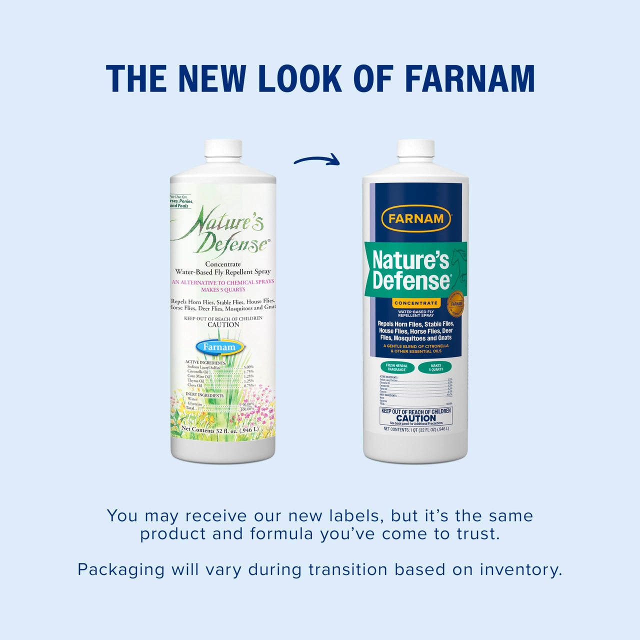 Farnam Nature’s Defense Concentrate, Water-Based Botanical Fly Repellent Spray for Horses, Ideal for Sensitive Skin, 32 oz