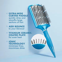 Thumbnail for BaBylissPRO Nano Titanium Curved Paddle Brush, Extra-Wide Titanium Ceramic Blow Dryer Brush, Ionic Technology, Smooth, Frizz-Free Styling, Fast Blowouts