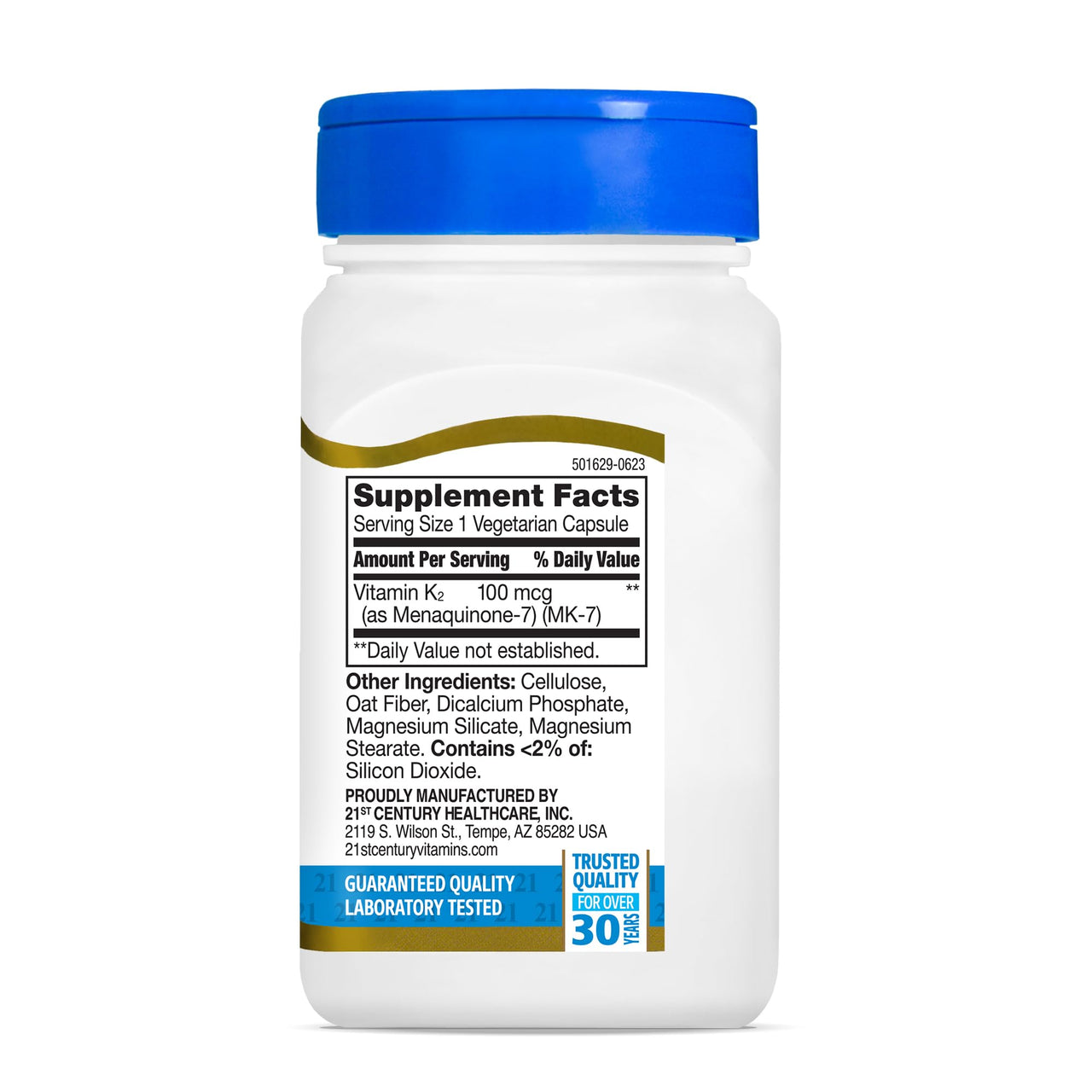 21st Century Healthcare Vitamin K2 (MK-7) 100 mg Vegetarian Capsules, 110 Count
