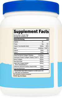 Thumbnail for Nutricost Multi Collagen Protein Complex (Unflavored, 30 Servings) - Supplement with Biotin, Hyaluronic Acid, and Collagen Peptides