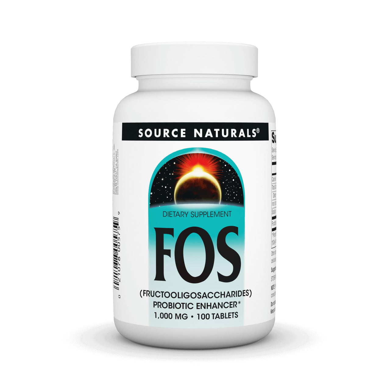 Source Naturals FOS 1000 mg Fructooligosaccharides Probiotic Enhancer - 100 Tablets