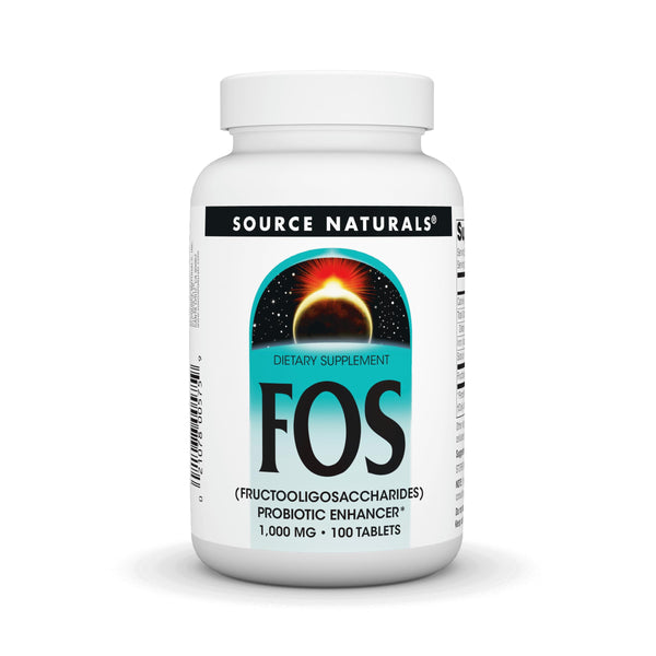 Source Naturals FOS 1000 mg Fructooligosaccharides Probiotic Enhancer - 100 Tablets