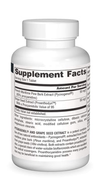 Thumbnail for Source Naturals Pycnogenol & Grape Seed Extract 100 mg Dietary Supplement - 30 Tablets - a Potent Combination of Two Powerful Natural antioxidants*