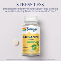 Thumbnail for SOLARAY L Theanine 200mg, Mood Support Supplement with Vitamin B6 - Calming Support During Occasional Stress - Natural Lemon Lime Flavor - 60-Day Guarantee, Lab Verified - 30 Servings, 30 Chewables