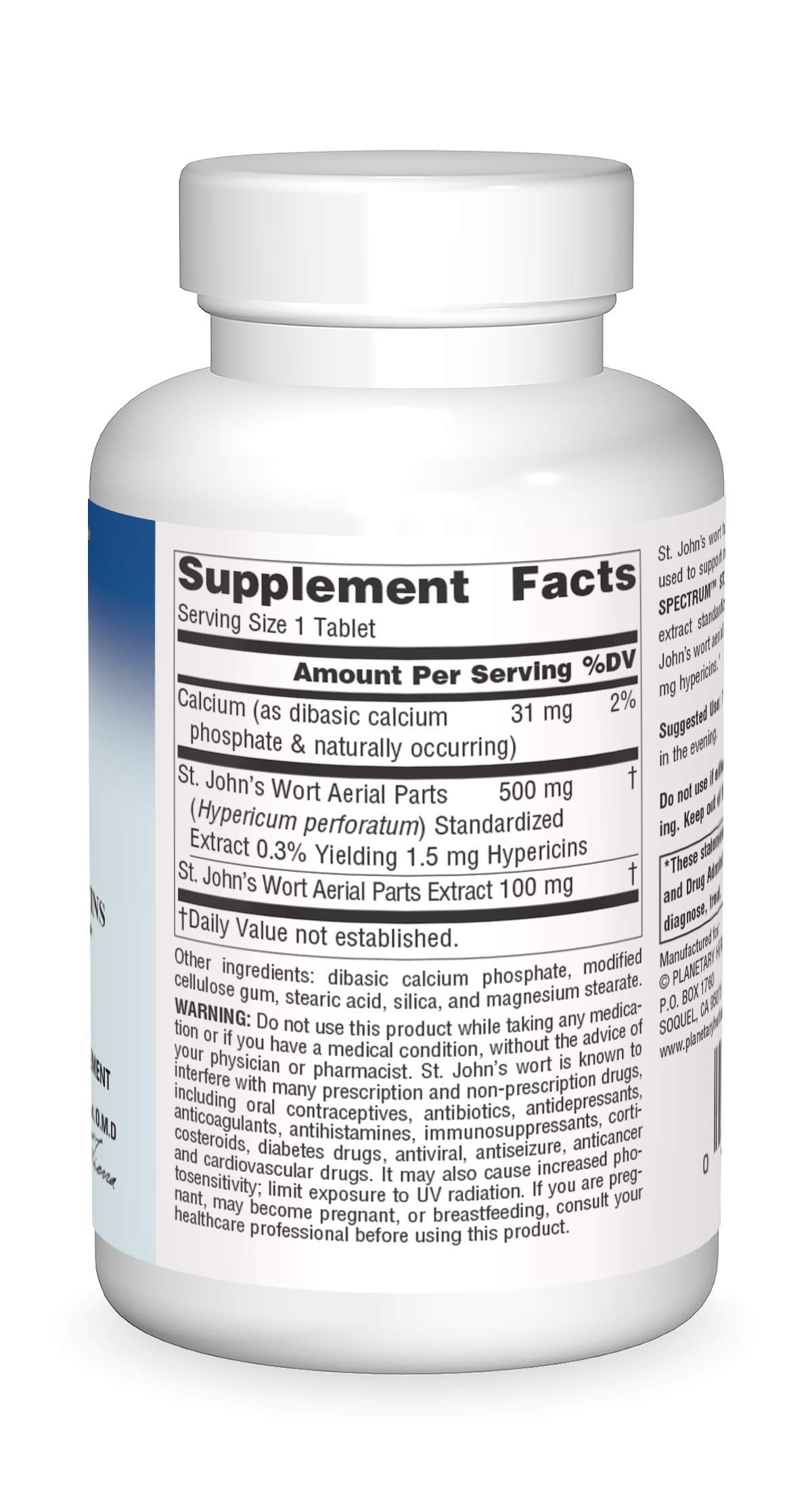 Planetary Herbals St. John's Wort Extract Full Spectrum 600mg, For Emotional Well-Being