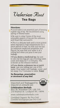 Thumbnail for Celebration Herbals Tea Valerian Root Organic -- 24 Herbal Tea Bags