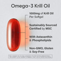 Thumbnail for Sports Research® Omega-3 Krill Oil 1000mg (Double Strength) - Pure Antarctic Superba Krill w/Choline, Phospholipids & Astaxanthin - MSC Certified Sustainable · Non-GMO · Gluten Free - 30 Softgels