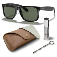Thumbnail for Ray-Ban RB4165 JUSTIN Classic Square Shape Sunglasses With Eyewear Kit Bundle - High Bridge Fit - Ideal Formal and Casual Wear Square Sunglasses