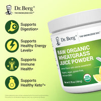 Thumbnail for Dr. Berg USDA Certified Organic Green Powder Superfood (60 Servings) - Made with Raw Wheatgrass, Chlorophyll, Trace Minerals & Natural Enzymes - Non-GMO Green Superfood Powder - Lemon Flavor