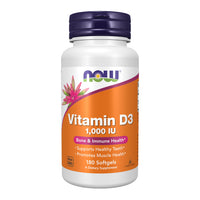 Thumbnail for NOW Supplements, Vitamin D-3 1,000 IU, High Potency, Structural support*, 180 Softgels