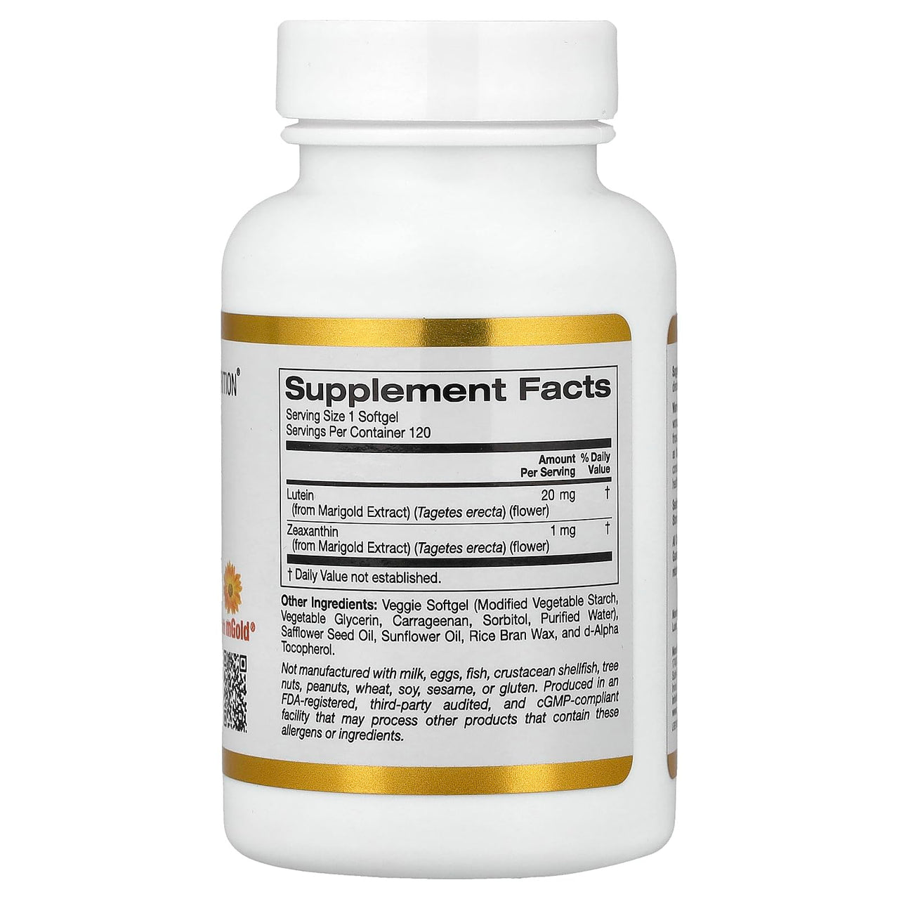 Lutein with Zeaxanthin, Extracted from Marigold Flowers, Supports Overall Macular Health, Non GMO, Soy Free, Gluten Free, 20 mg, 120 Veggie Softgels