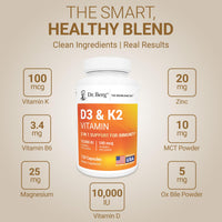Thumbnail for Dr. Berg Maximum Strength 2-in-1 Vitamin D3 K2 10,000 IU | Naturally Derived D3 | 4X Lab-Tested & Verified | High Absorption Formula | K2 D3 Vitamin Supplement - 120 Capsules