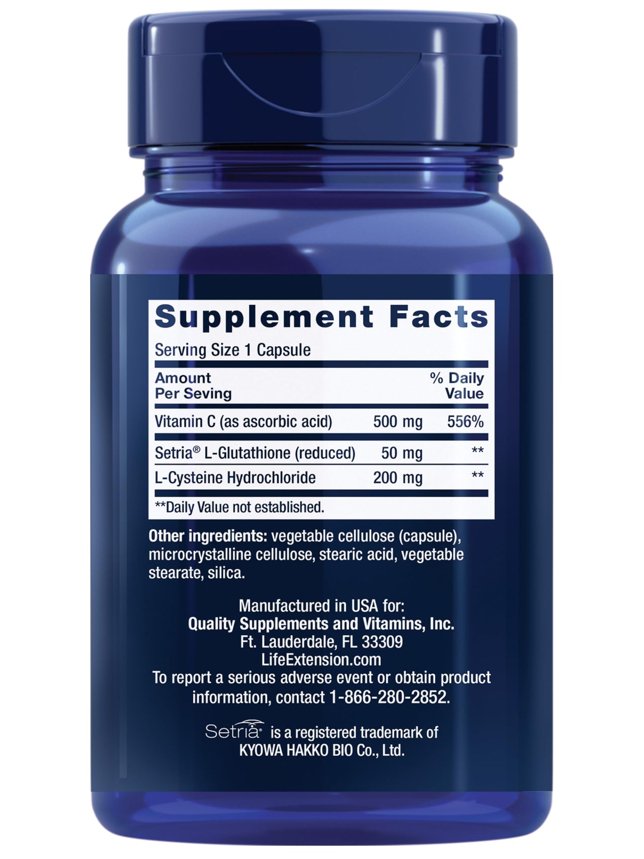 Life Extension Glutathione, Cysteine & C, 500 mg of Vitamin C, Powerful antioxidant Supplement to Support Liver Health, Gluten-Free, Non-GMO, 100 Capsules