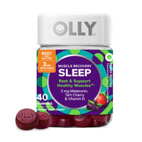 Thumbnail for OLLY Muscle Recovery Sleep Gummies, Sleep and Sore Muscle Support, 3mg Melatonin, Tart Cherry, Vitamin D, Berry Flavor - 40 Count