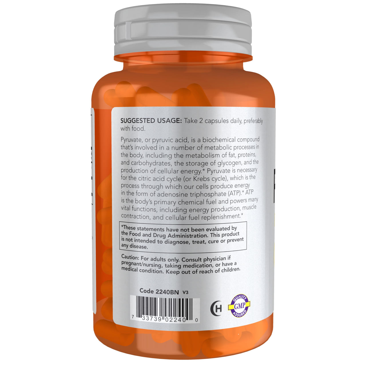 NOW Foods Sports Nutrition, Pyruvate (Pyruvic Acid) 600 mg, Energy Production*, 100 Veg Capsules