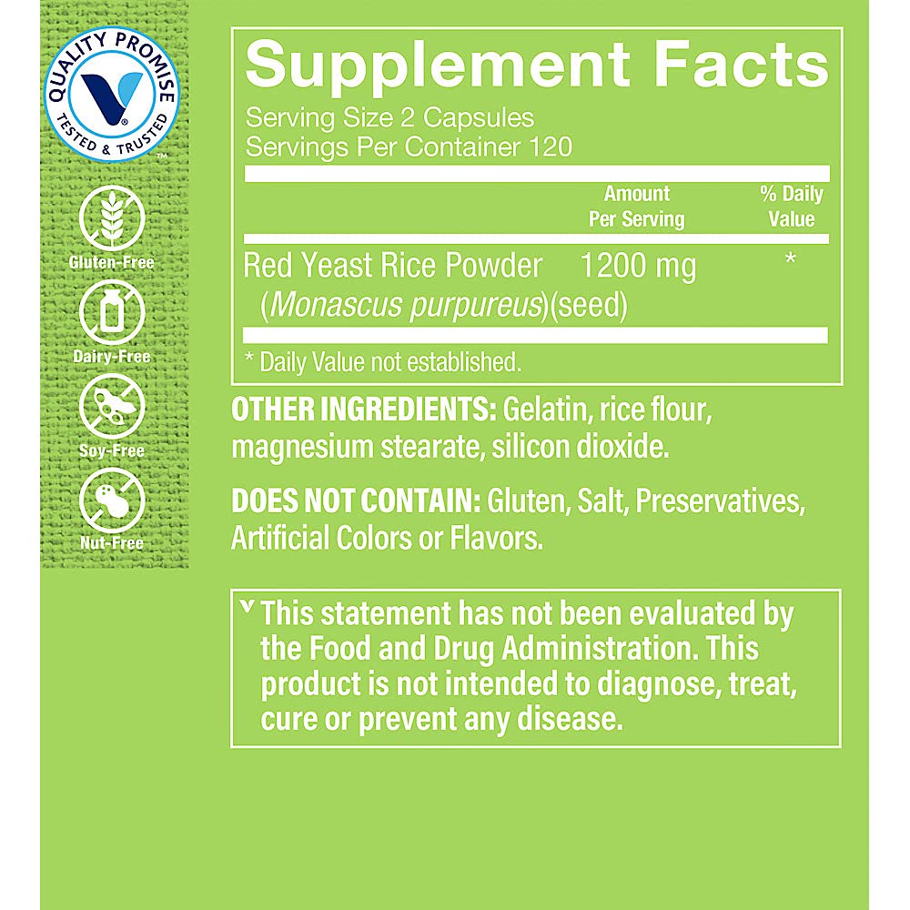 The Vitamin Shoppe Red Yeast Rice 1,200 (240 Capsules) (240 Capsules)