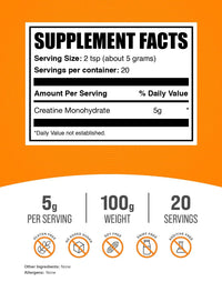 Thumbnail for BulkSupplements.com Creatine Monohydrate Powder - Micronized Creatine Powder, Unflavored - Pure & Gluten Free, 5g (5000mg) per Servings, 100g (3.5 oz) (Pack of 1)