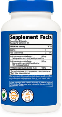 Thumbnail for Nutricost Andrographis Extract Capsules (1000mg) (120 Capsules) - Health and Wellness Vegetarian Supplement, 60 Servings