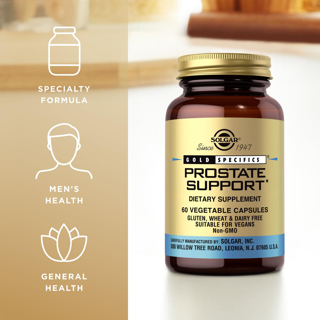 Solgar Prostate Support - 60 Vegetable Capsules - Non-GMO, Vegan, Gluten Free & Dairy Free - 30 Servings