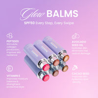 Thumbnail for Naked Sundays SPF 50 Glow Balm Peptide-Infused Multi-Tasking Blush Stick for Cheeks, Lips & Eyes – Broad Spectrum Sunscreen with Zinc Oxide – 8g (Pink Pop)