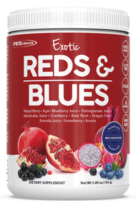 Thumbnail for PEScience Exotic Reds & Blues, Red Superfoods Powder with Myo-Inositol, Beet Root Powder, Pomegranate and Acai Extract, Freeze-Dried Antioxidant Fruit Blend, 30 Servings