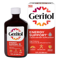 Thumbnail for Geritol Liquid Vitamin and Iron Supplement, Energy Support, Contains High Potency B-Vitamins and Iron, Pleasant Tasting, Easy to Swallow, No Artificial Sweeteners, Non-GMO, 12 Oz