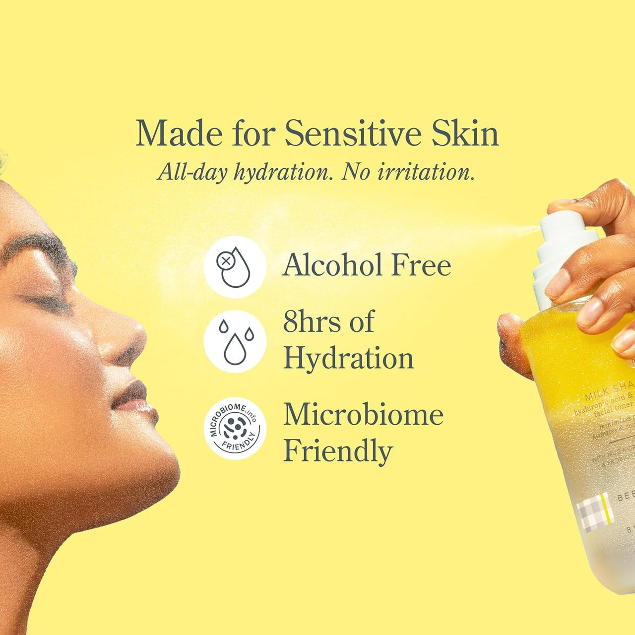 Beekman 1802 Milk Shake Hydrating Face Mist – Setting Spray & Milky Toner with Hyaluronic Acid & Squalane – Facial Toner & Face Spray – Lightweight Hydration, Minimizes Pores, Travel Size