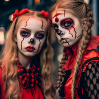 Thumbnail for BOBISUKA Halloween Vampire Makeup Kit with White Face & Body Paint, Fake Blood, Black and Red Face Paint Crayon and Fake Teeth SFX Makeup Set for Zombie Wounds Clown Cosplay Special Effects Makeup