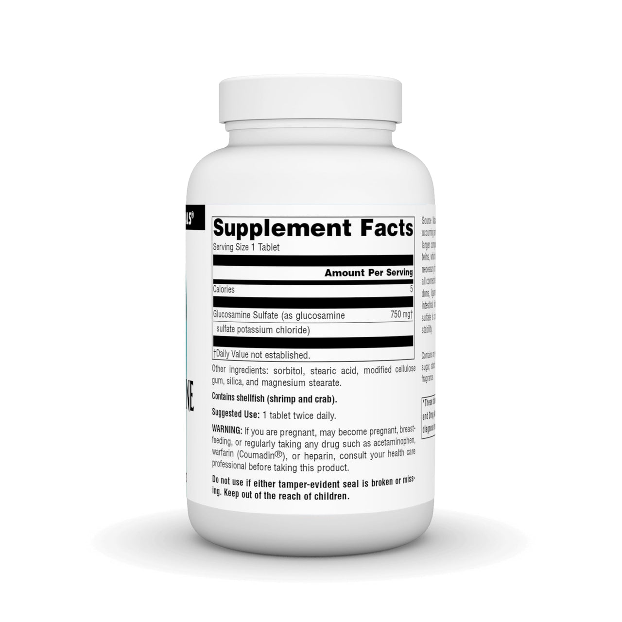 Source Naturals Glucosamine Sulfate, Sodium-Free 750 mg for Joint Support - 120 Tablets
