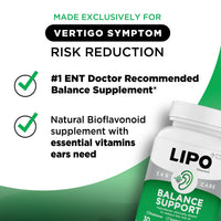 Thumbnail for Lipo-Flavonoid for Vertigo & Dizziness Relief, Clinically Tested Formula with Ginkgo Biloba, Vitamin D, & Vitamin B Complex, Inner Ear Health & Balance Support, 30-Count (Pack of 1)
